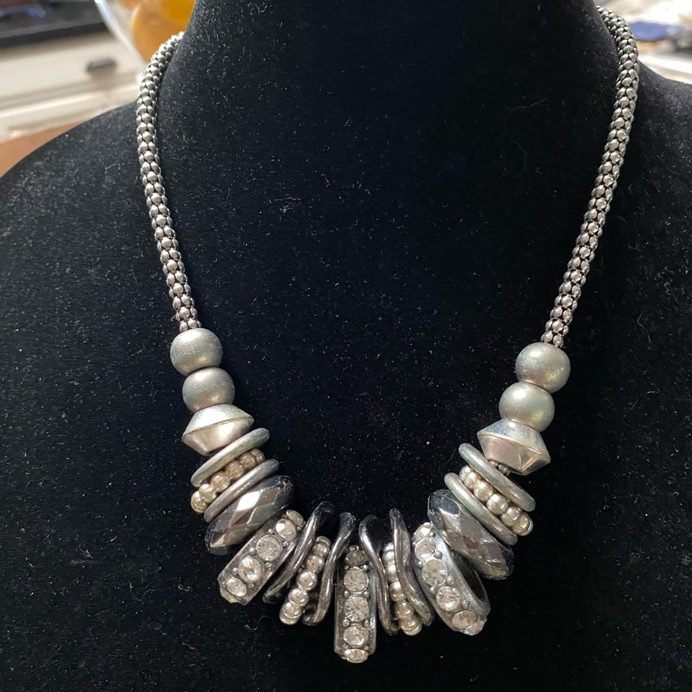 Cg Gunmetal Beaded Bib Necklace